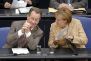 Vice-Chancellor Franz Müntefering and Chancellor Angela Merkel on the government bench   