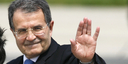 Italian Prime Minister Romano Prodi waves on arrival, accompanied by his wife Flavia and Minister-President Ringstorff