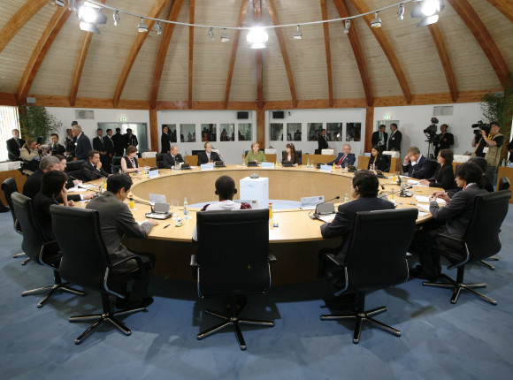 Übersicht J8-Sitzung im Park-Pavillon in Heiligendamm.