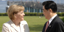 Bundeskanzlerin Merkel begrüßt den chinesischen Präsidenten Hu Jintao