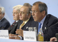 Der russische Außenminister Lawrow auf der Pressekonferenz