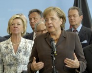 Chancellor Angela Merkel with representatives of industry after her talk