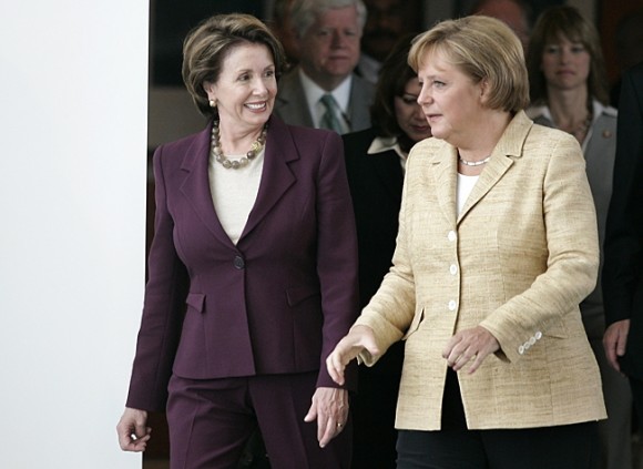 Nancy Pelosi and Angela Merkel in the Chancellery