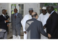 Africa Outreach representatives (from left to right): Thabo Mbeki (South Africa), Abdoulaye Wade (Senegal), Umaru Yar´Adua (Nigeria), Abdelaziz Bouteflika (Algeria), Alpha Konaré (AU) and John Kufuor (Ghana)